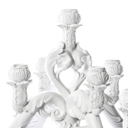 5 arms Polyresin candle holder Giant Burlesque Skull by Seletti #White
