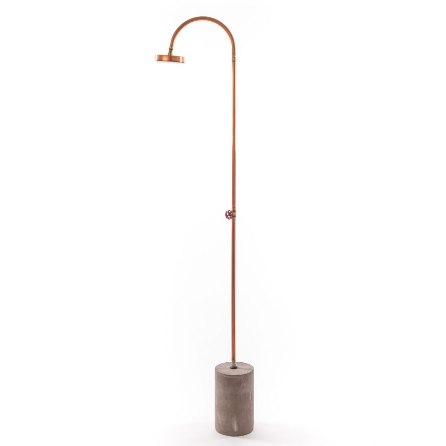 Concrete and Copper combined Outdoor Shower Aquart by Seletti