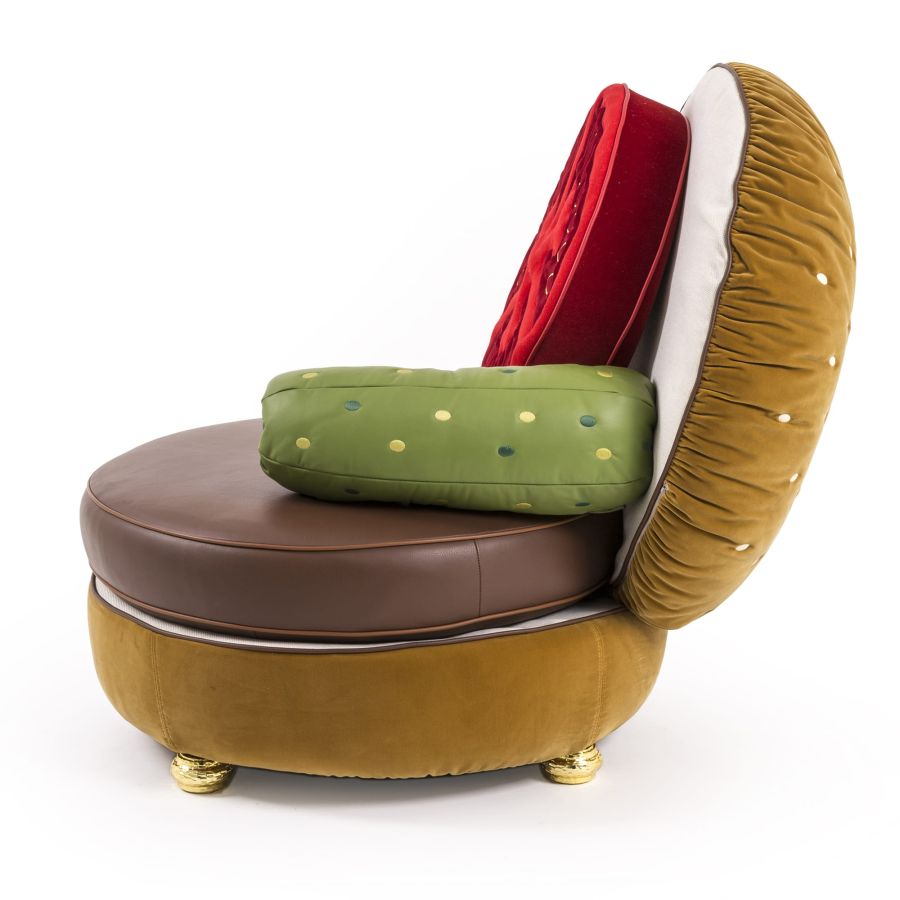 Upholstered fabric easy chair Burgher Chair by Seletti