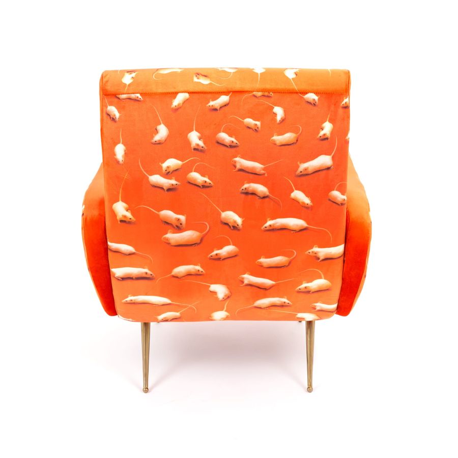 Fully Upholstered Fabric Armchair Kitten by Seletti