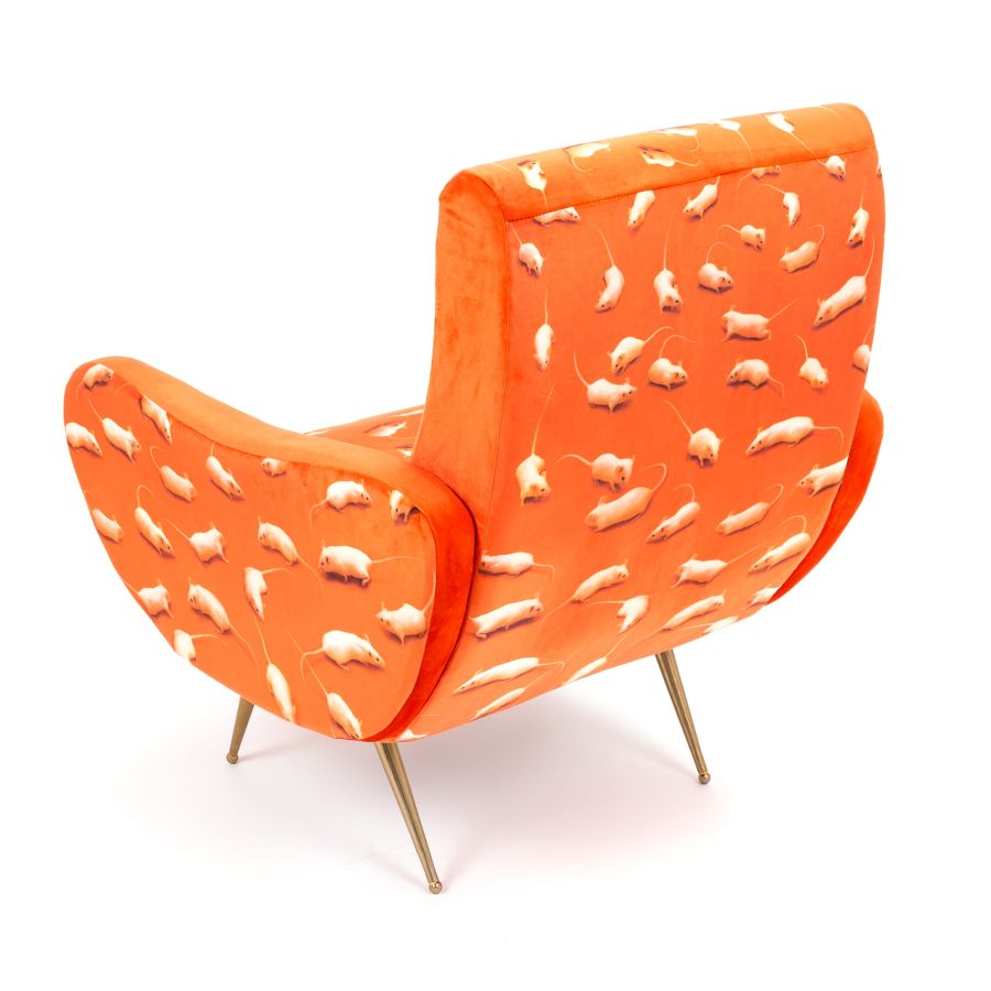 Fully Upholstered Fabric Armchair Kitten by Seletti