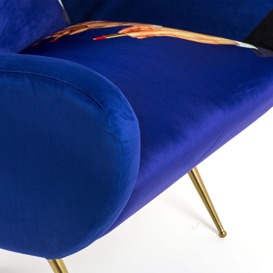 Fully Upholstered Fabric Armchair Lipsticks by Seletti #Blue