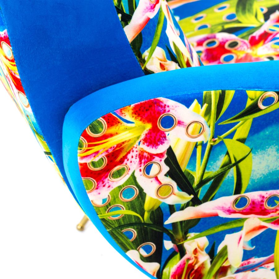 Fully Upholstered Fabric Armchair Flowers with holes by Seletti