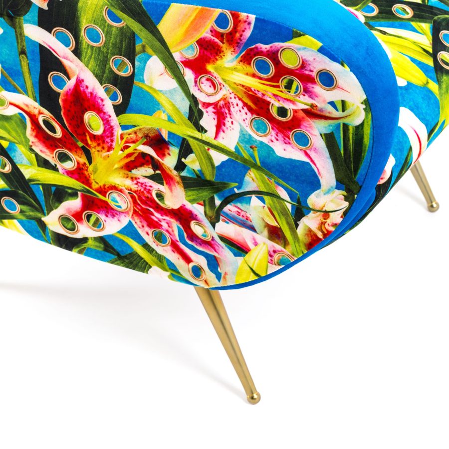 Fully Upholstered Fabric Armchair Flowers with holes by Seletti