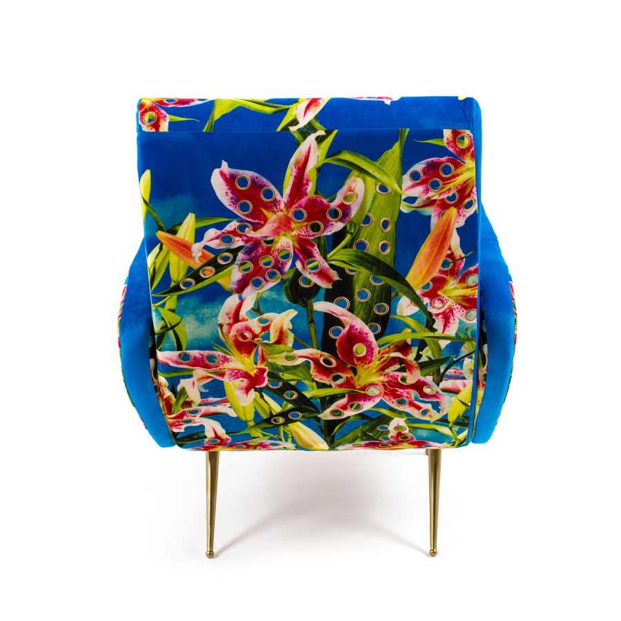 Fully Upholstered Fabric Armchair Flowers with holes by Seletti