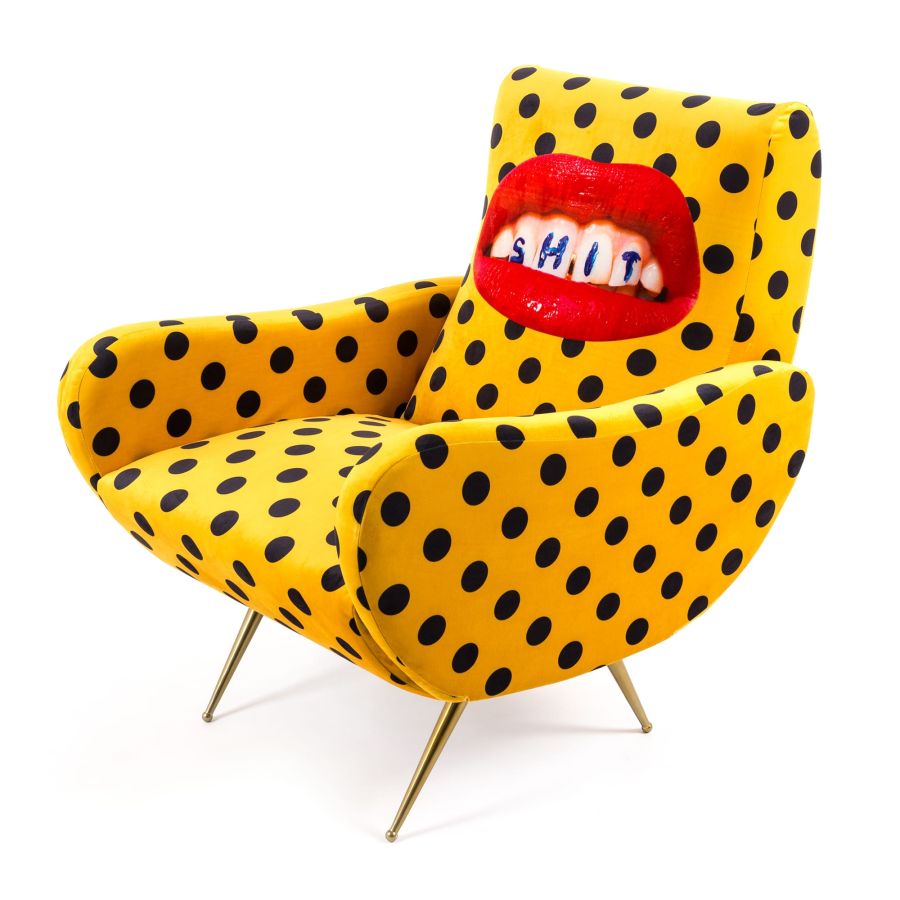 Fully Upholstered Fabric Armchair Shit by Seletti