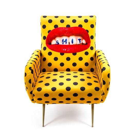 Fully Upholstered Fabric Armchair Shit by Seletti