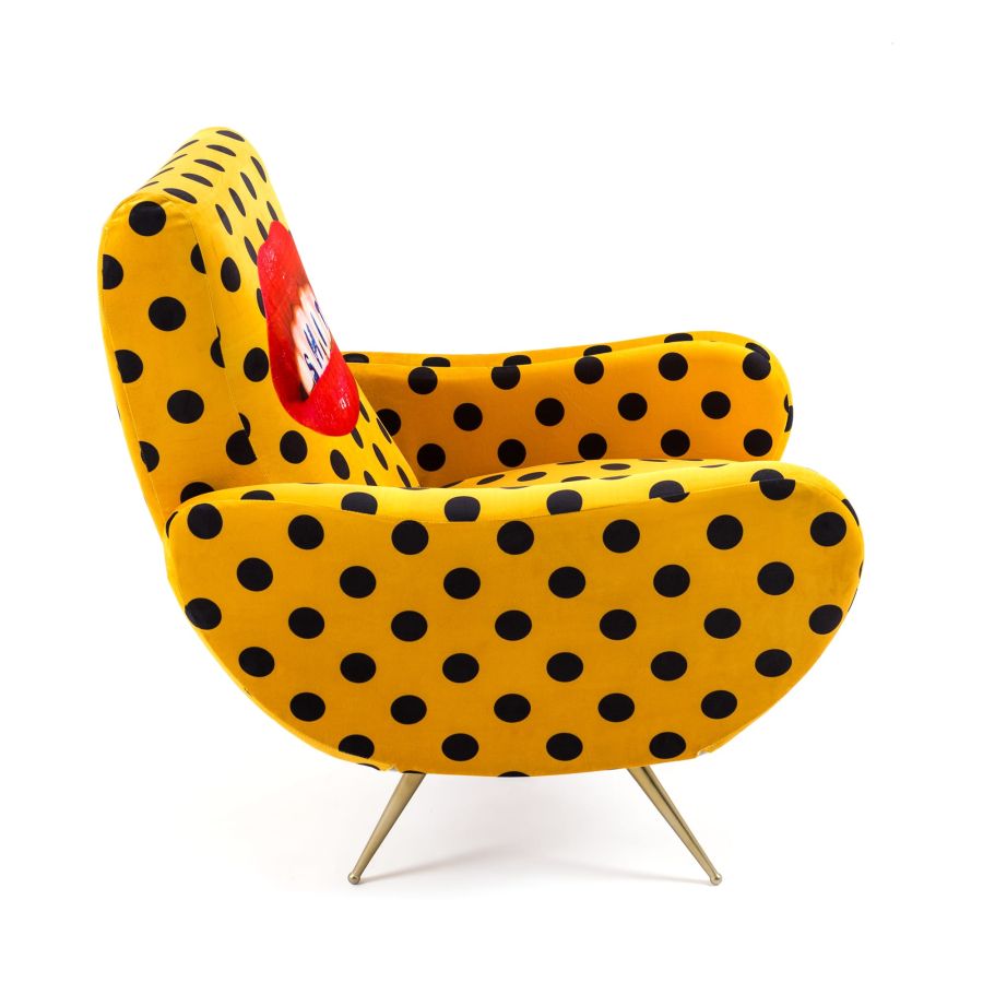 Fully Upholstered Fabric Armchair Shit by Seletti