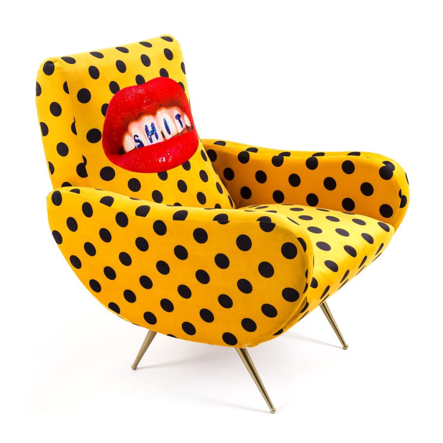 Fully Upholstered Fabric Armchair Shit by Seletti