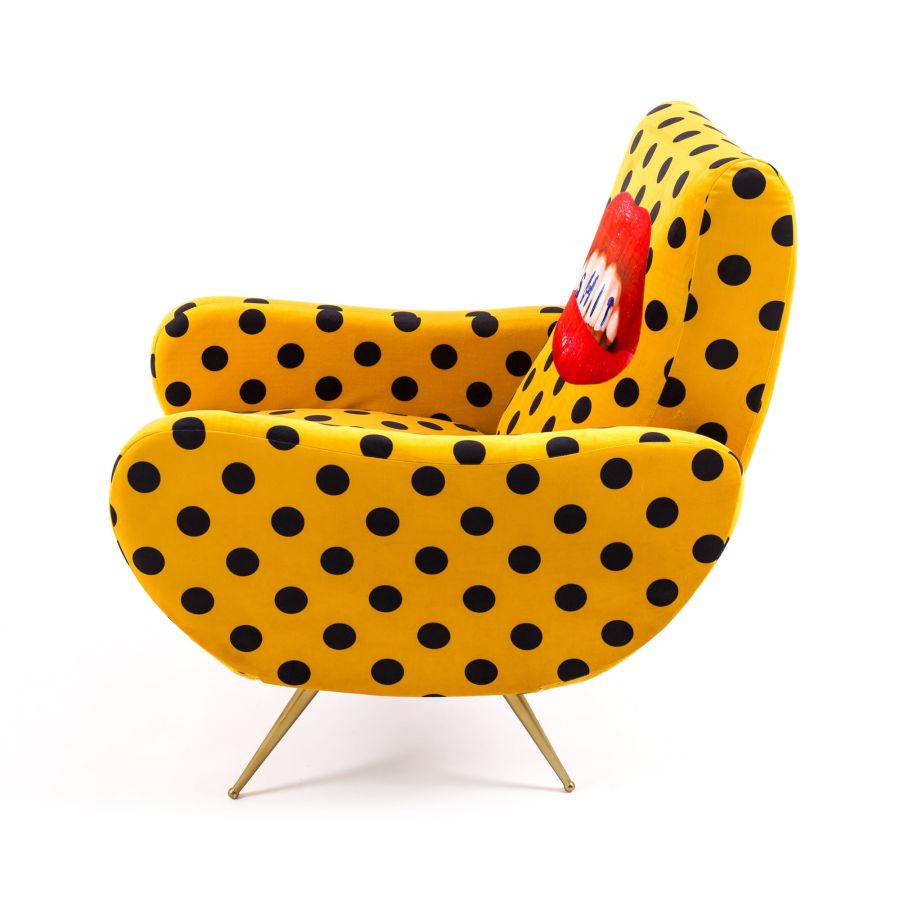 Fully Upholstered Fabric Armchair Shit by Seletti