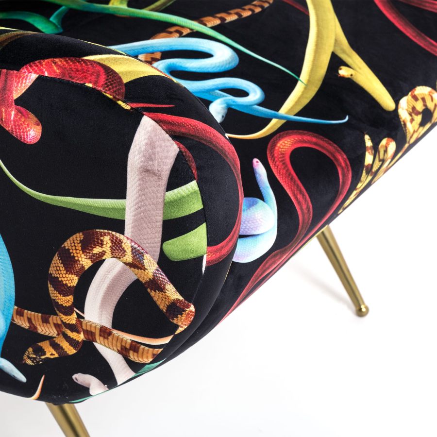 Fully Upholstered Fabric Armchair Snakes by Seletti