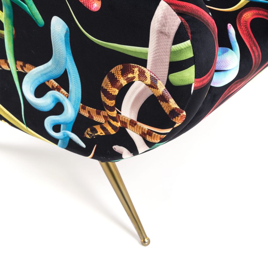 Fully Upholstered Fabric Armchair Snakes by Seletti