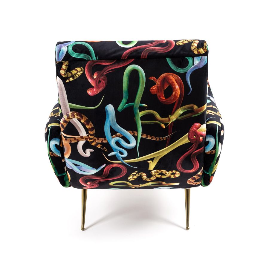 Fully Upholstered Fabric Armchair Snakes by Seletti