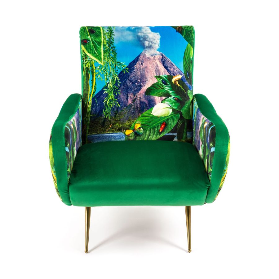 Fully Upholstered Fabric Armchair Volcano by Seletti