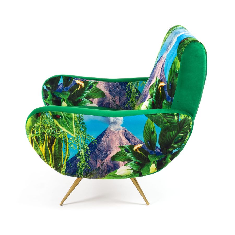 Fully Upholstered Fabric Armchair Volcano by Seletti