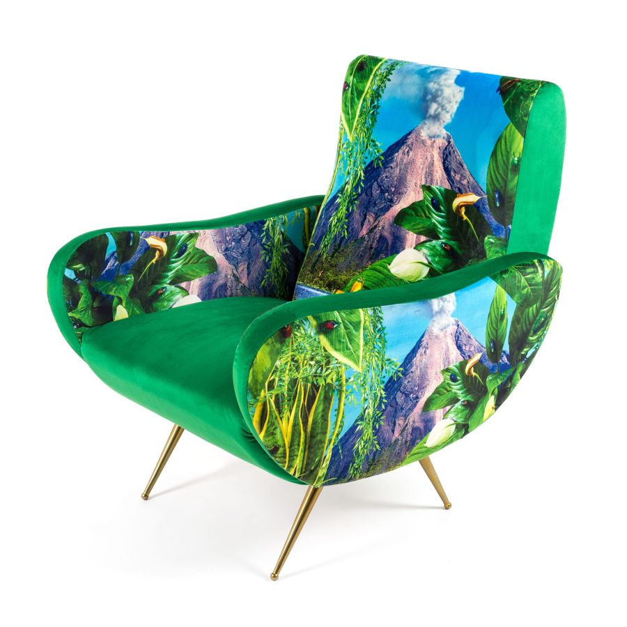 Fully Upholstered Fabric Armchair Volcano by Seletti