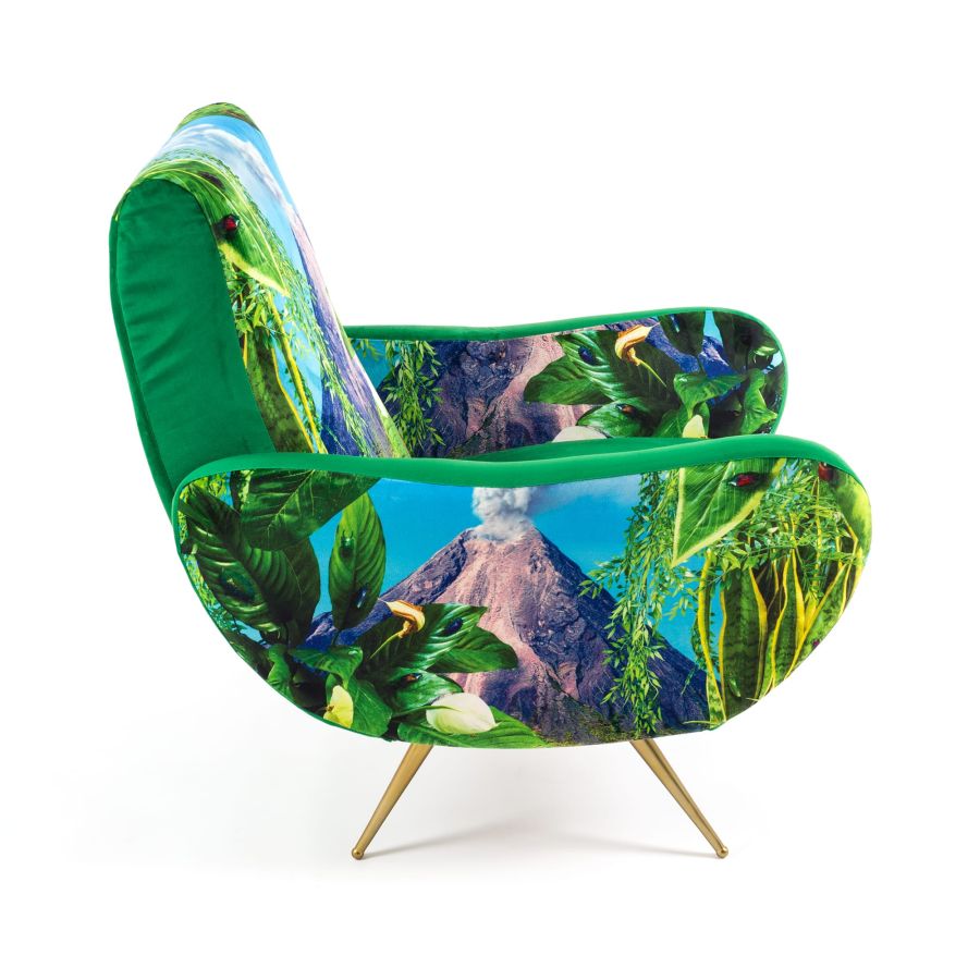 Fully Upholstered Fabric Armchair Volcano by Seletti