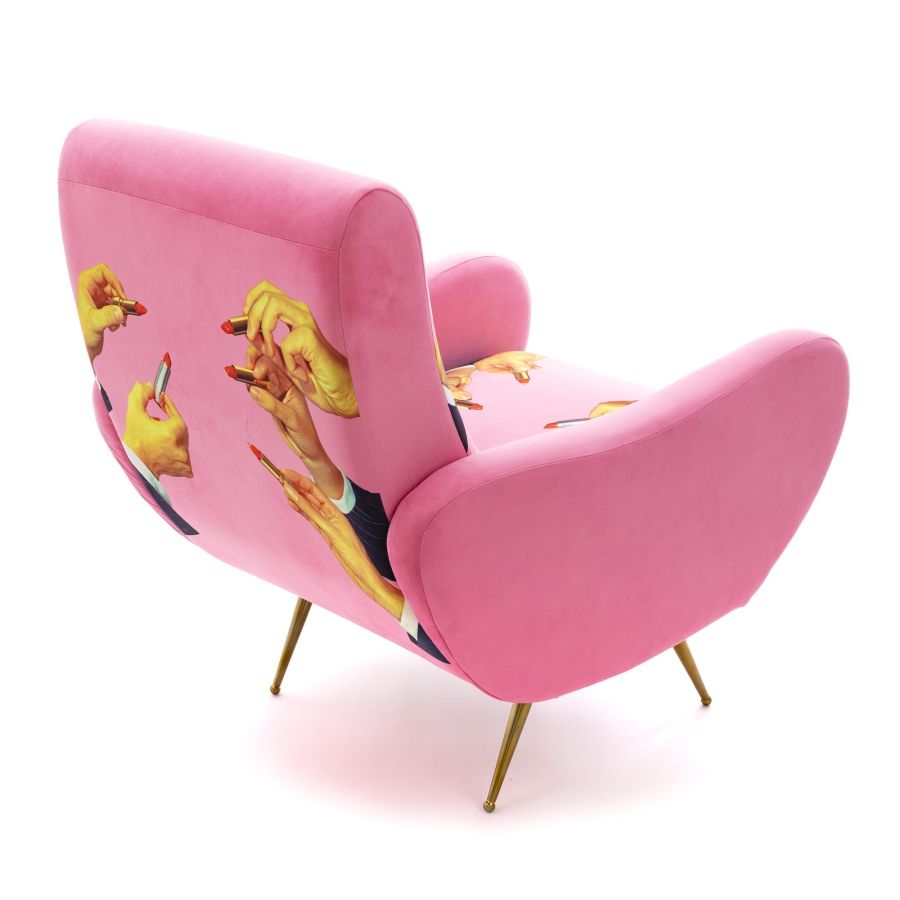 Fully Upholstered Fabric Armchair Lipsticks by Seletti #Pink