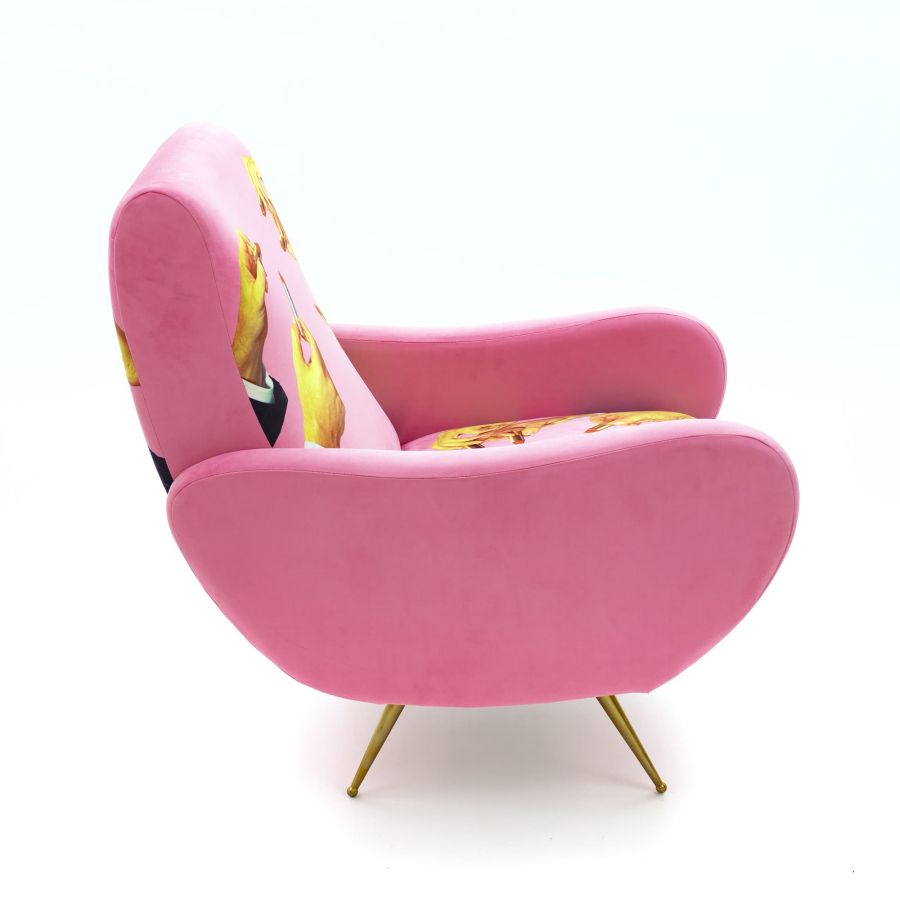 Fully Upholstered Fabric Armchair Lipsticks by Seletti #Pink