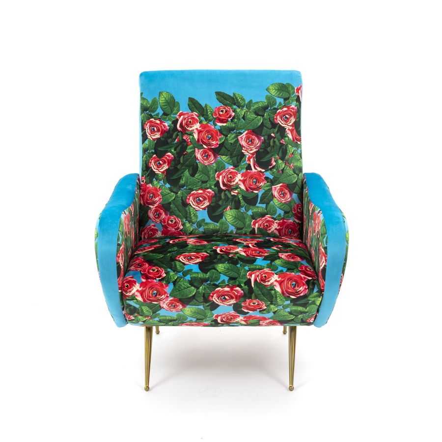 Fully Upholstered Fabric Armchair Roses by Seletti