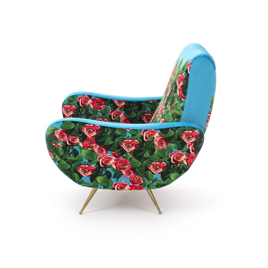 Fully Upholstered Fabric Armchair Roses by Seletti