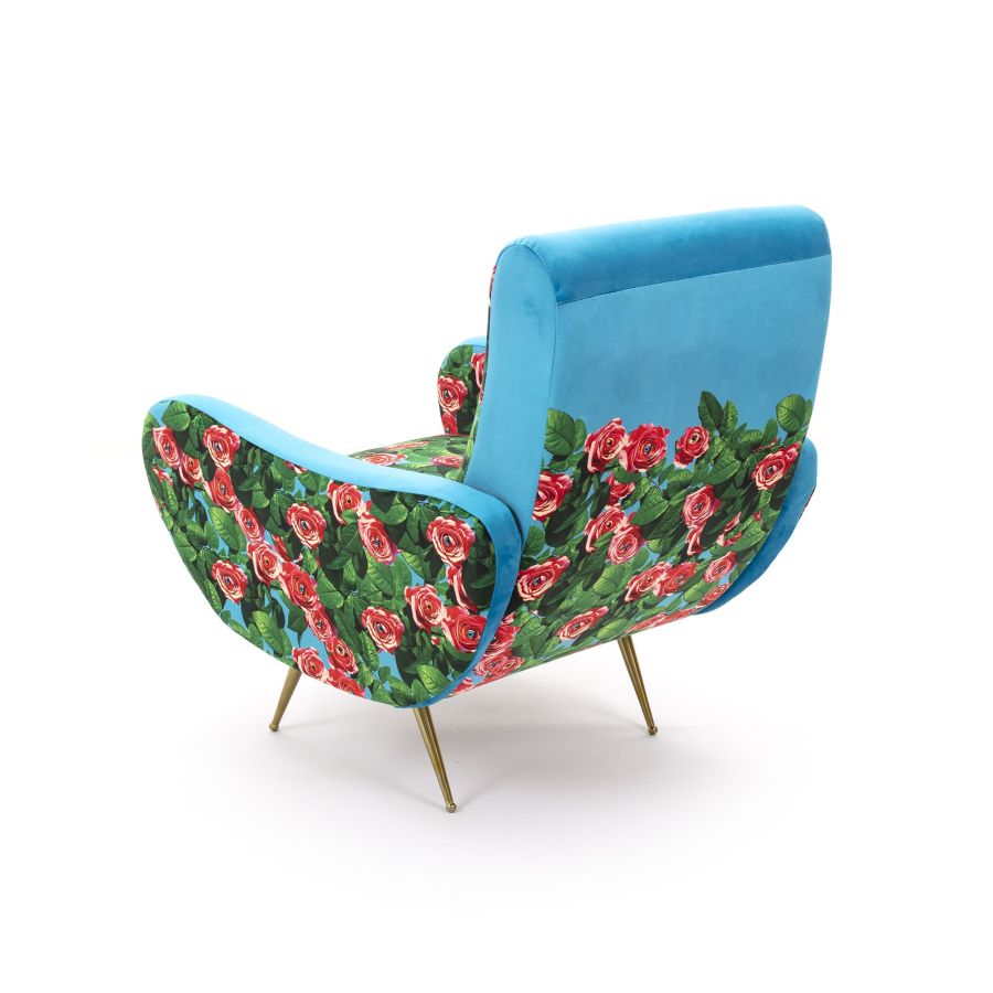 Fully Upholstered Fabric Armchair Roses by Seletti