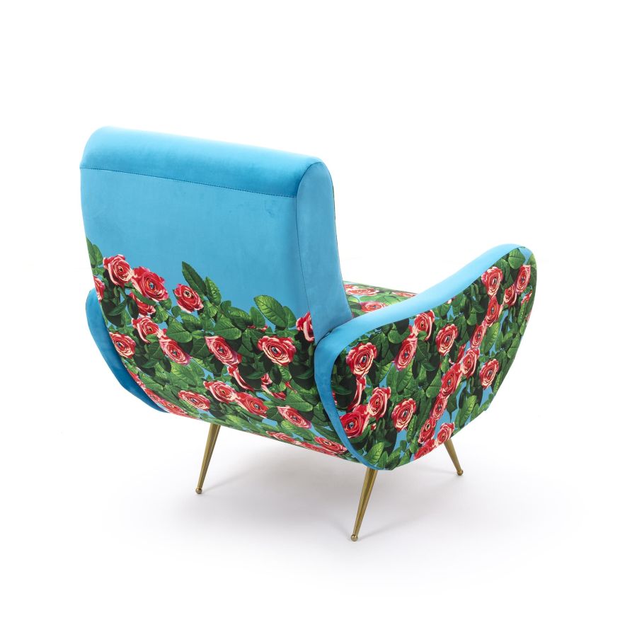 Fully Upholstered Fabric Armchair Roses by Seletti