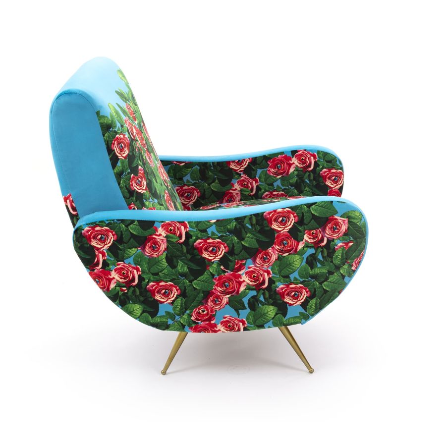 Fully Upholstered Fabric Armchair Roses by Seletti