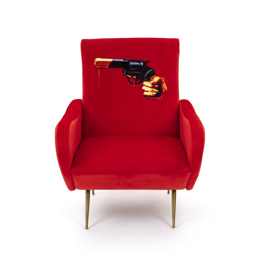 Fully Upholstered Fabric Armchair Revolver by Seletti