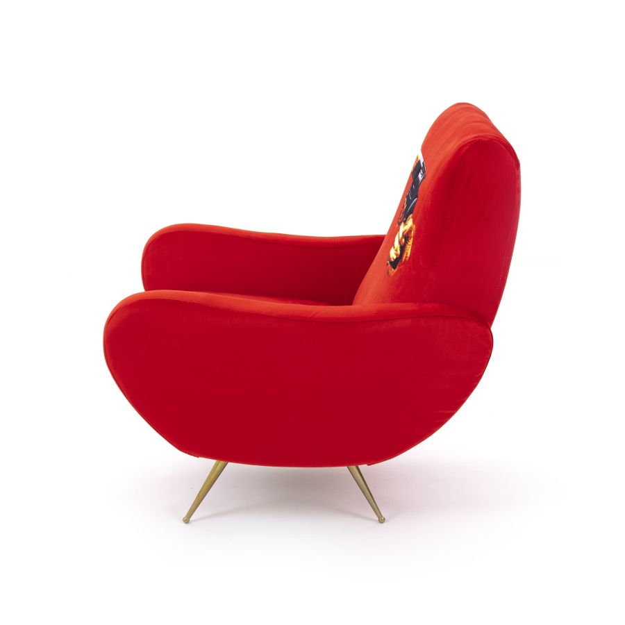 Fully Upholstered Fabric Armchair Revolver by Seletti