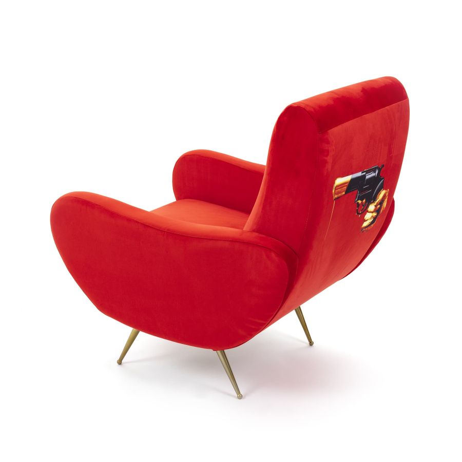 Fully Upholstered Fabric Armchair Revolver by Seletti