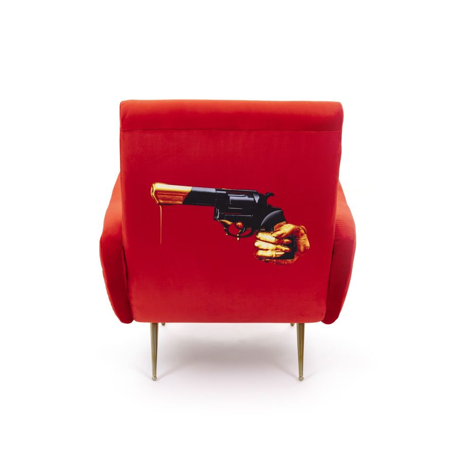 Fully Upholstered Fabric Armchair Revolver by Seletti