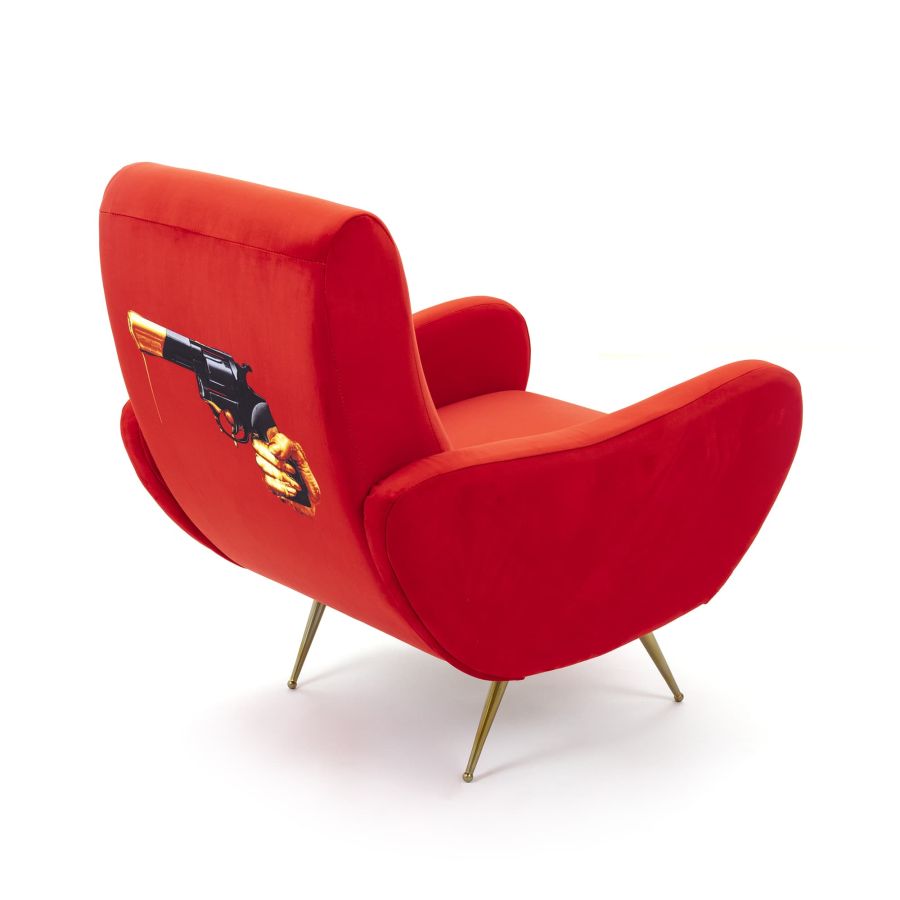 Fully Upholstered Fabric Armchair Revolver by Seletti