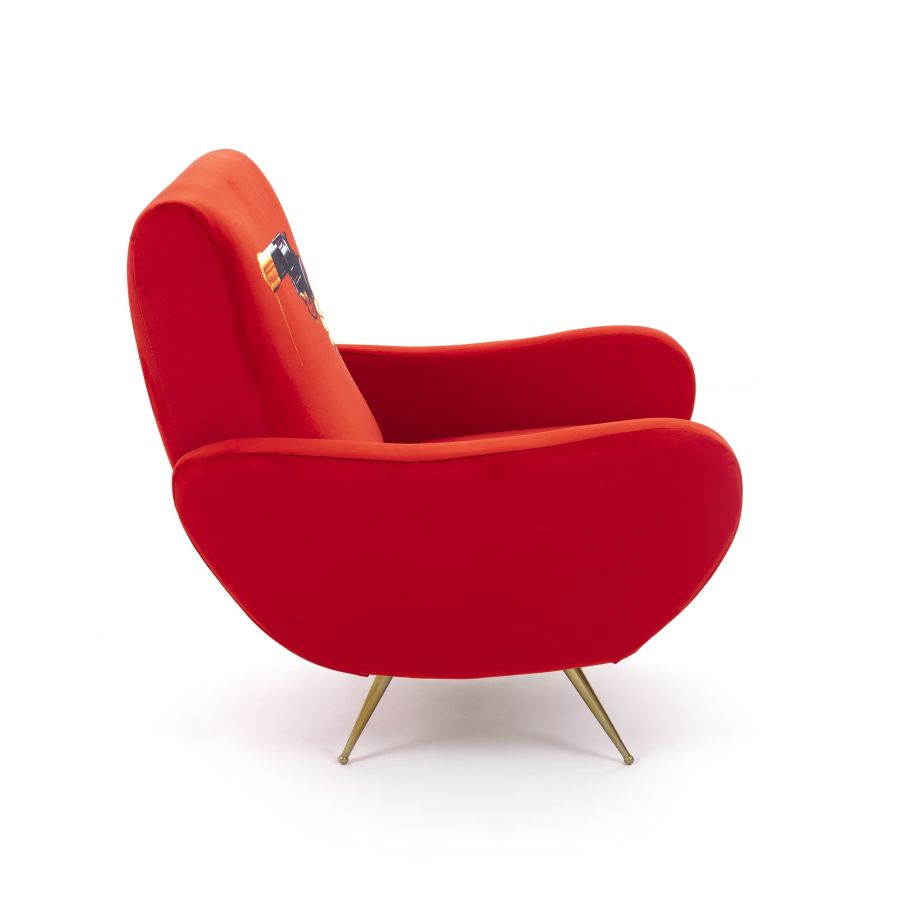 Fully Upholstered Fabric Armchair Revolver by Seletti