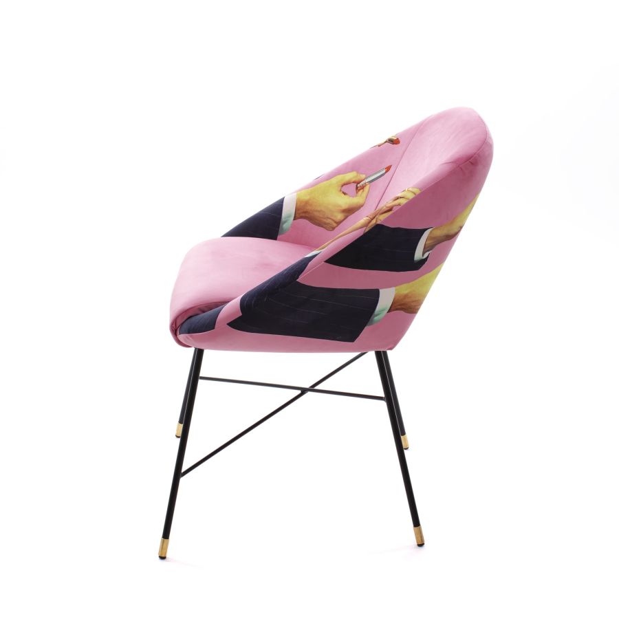 Fabric Fully Upholseted Padded Chair Lipsticks by Seletti #Pink