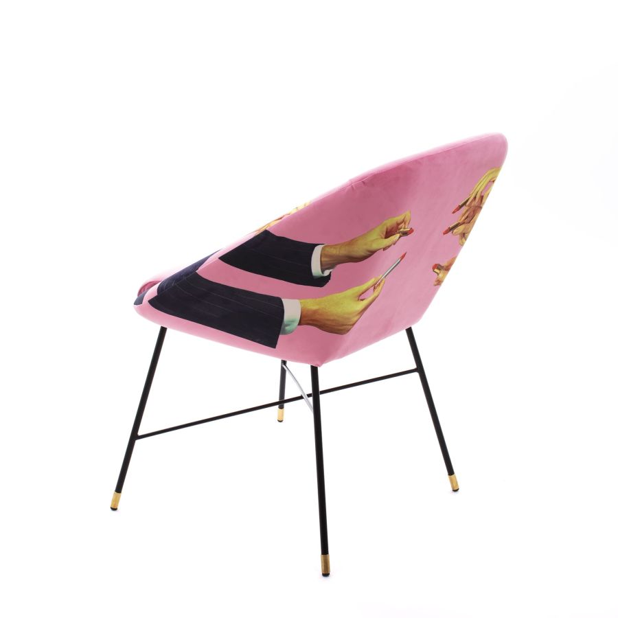 Fabric Fully Upholseted Padded Chair Lipsticks by Seletti #Pink