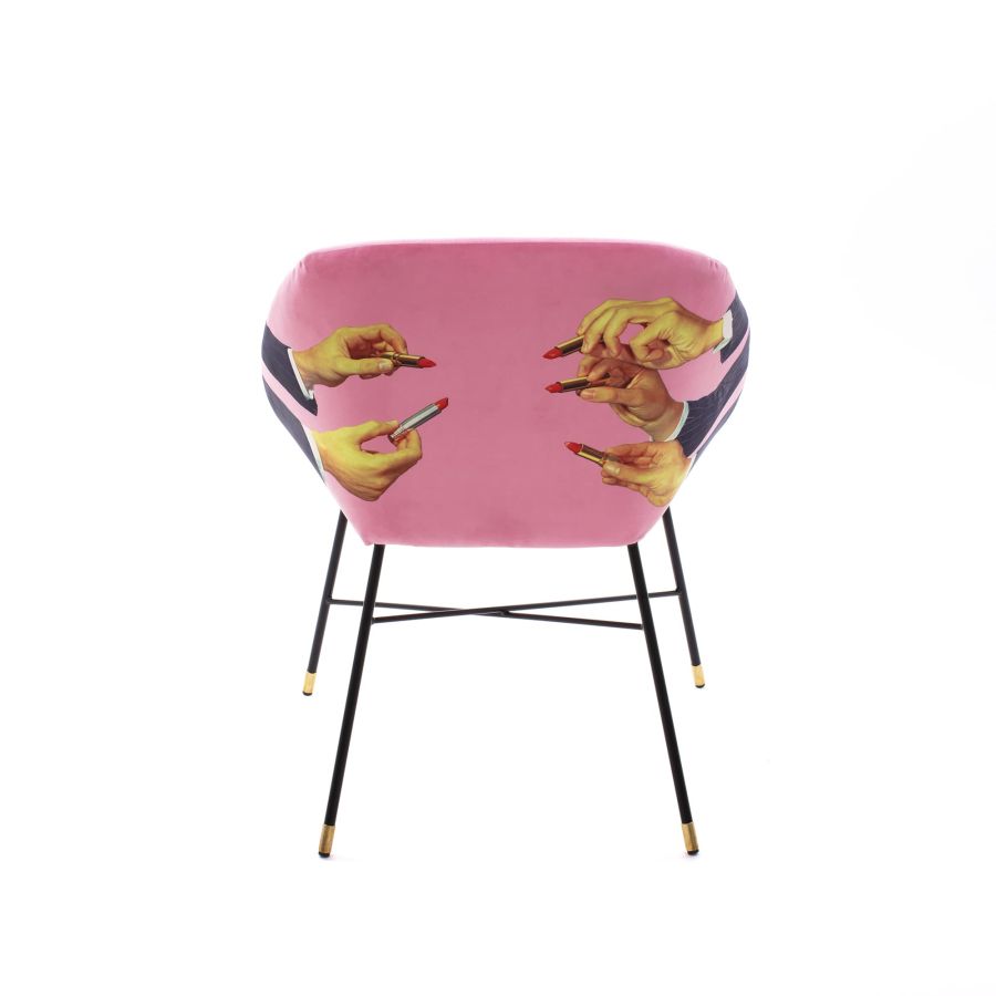 Fabric Fully Upholseted Padded Chair Lipsticks by Seletti #Pink