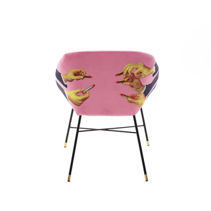 Fabric Fully Upholseted Padded Chair Lipsticks by Seletti #Pink