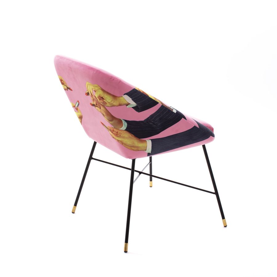 Fabric Fully Upholseted Padded Chair Lipsticks by Seletti #Pink