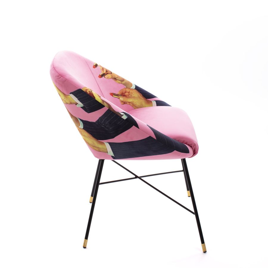 Fabric Fully Upholseted Padded Chair Lipsticks by Seletti #Pink