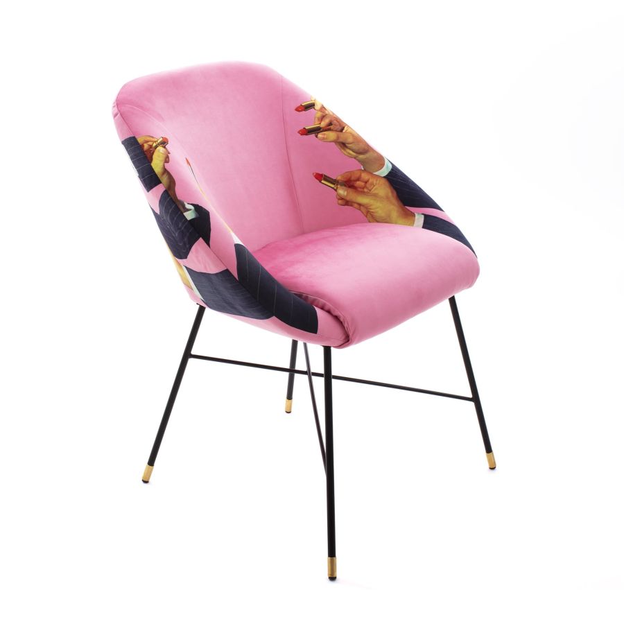 Fabric Fully Upholseted Padded Chair Lipsticks by Seletti #Pink