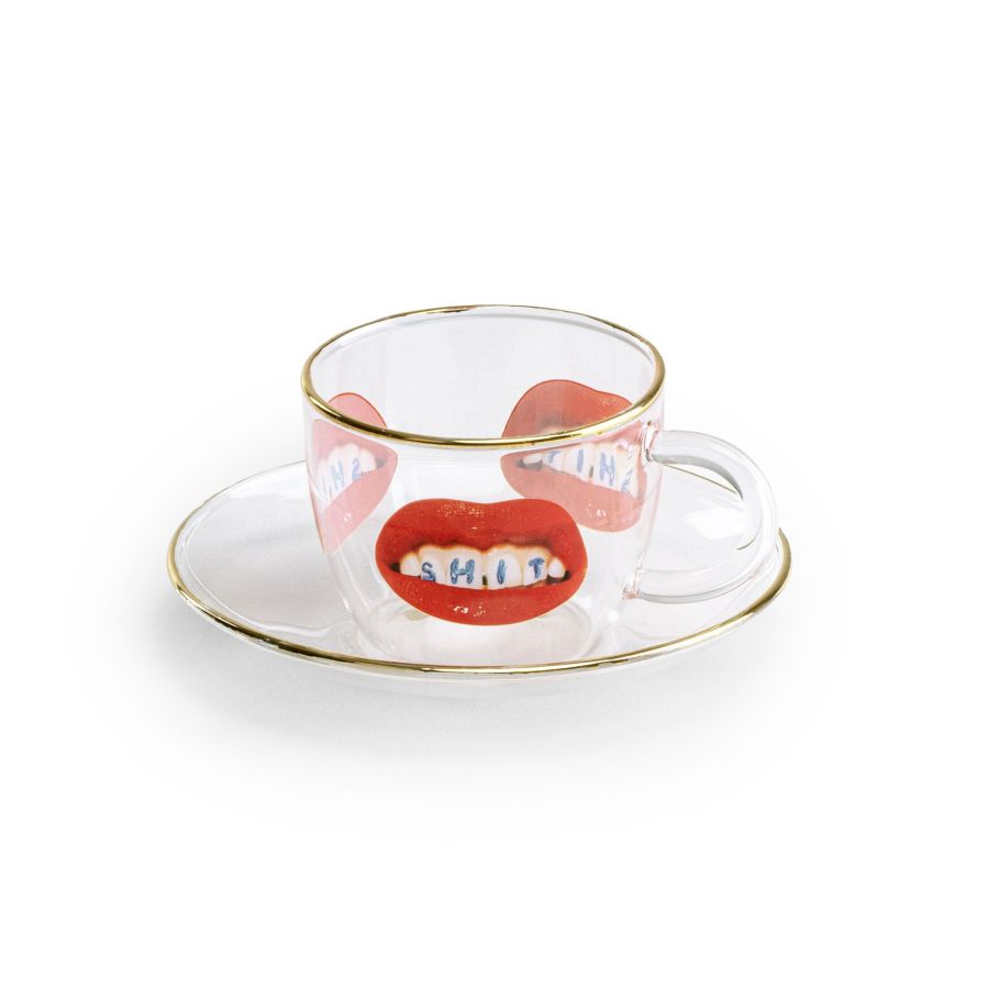 Borosilicate Glass coffee cup & saucer Shit by Seletti