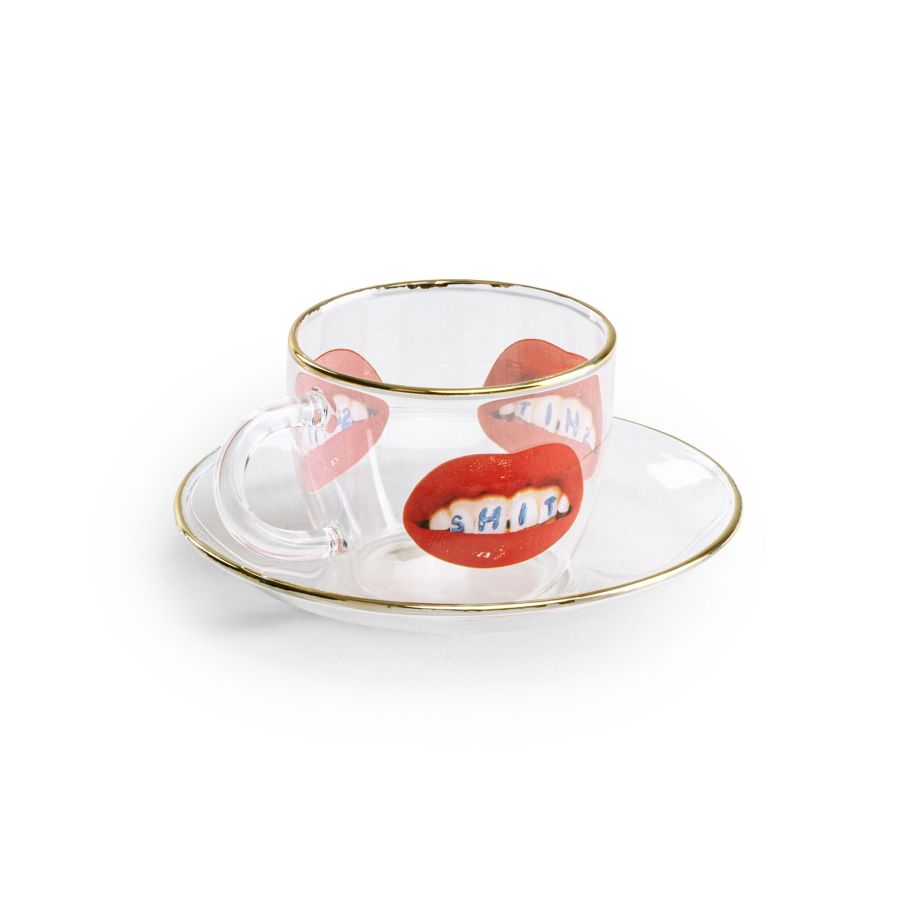 Borosilicate Glass coffee cup & saucer Shit by Seletti