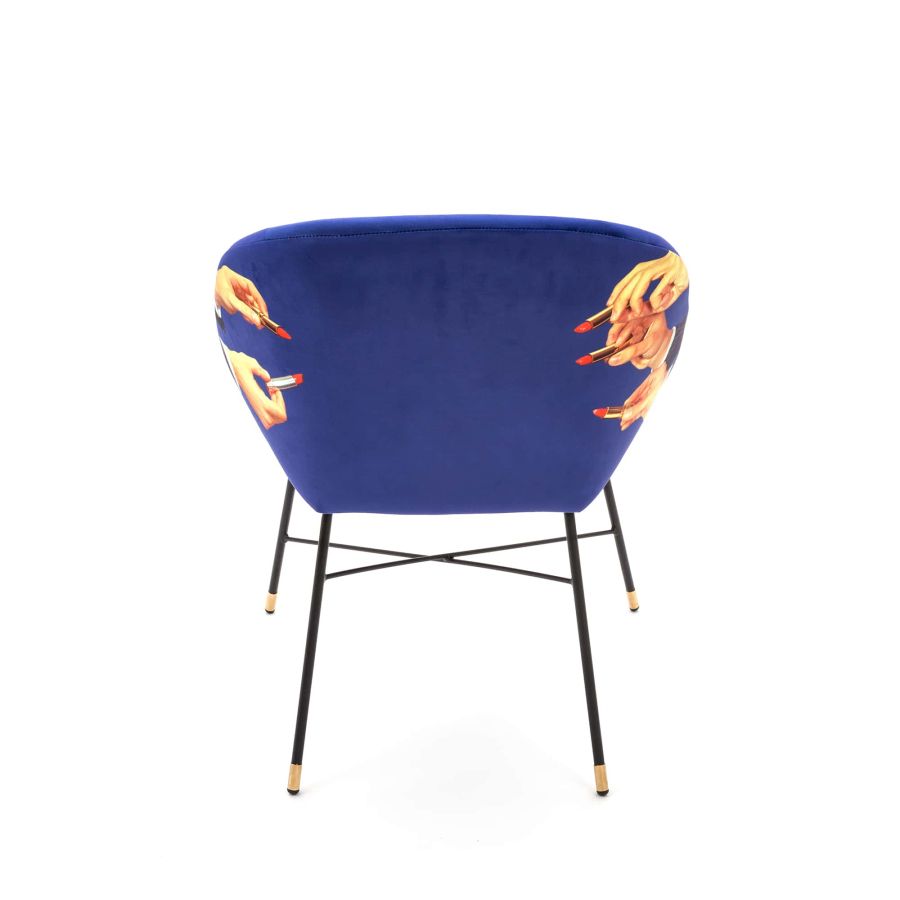 Fabric Fully Upholseted Padded Chair Lipsticks by Seletti #Blue