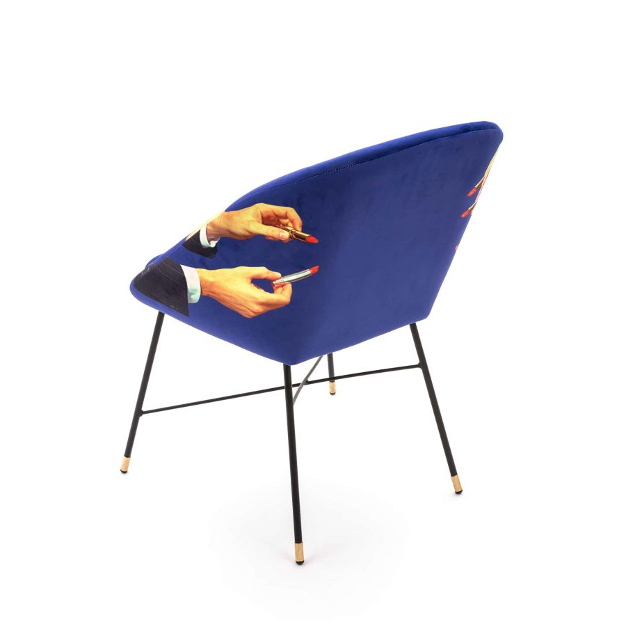 Fabric Fully Upholseted Padded Chair Lipsticks by Seletti #Blue