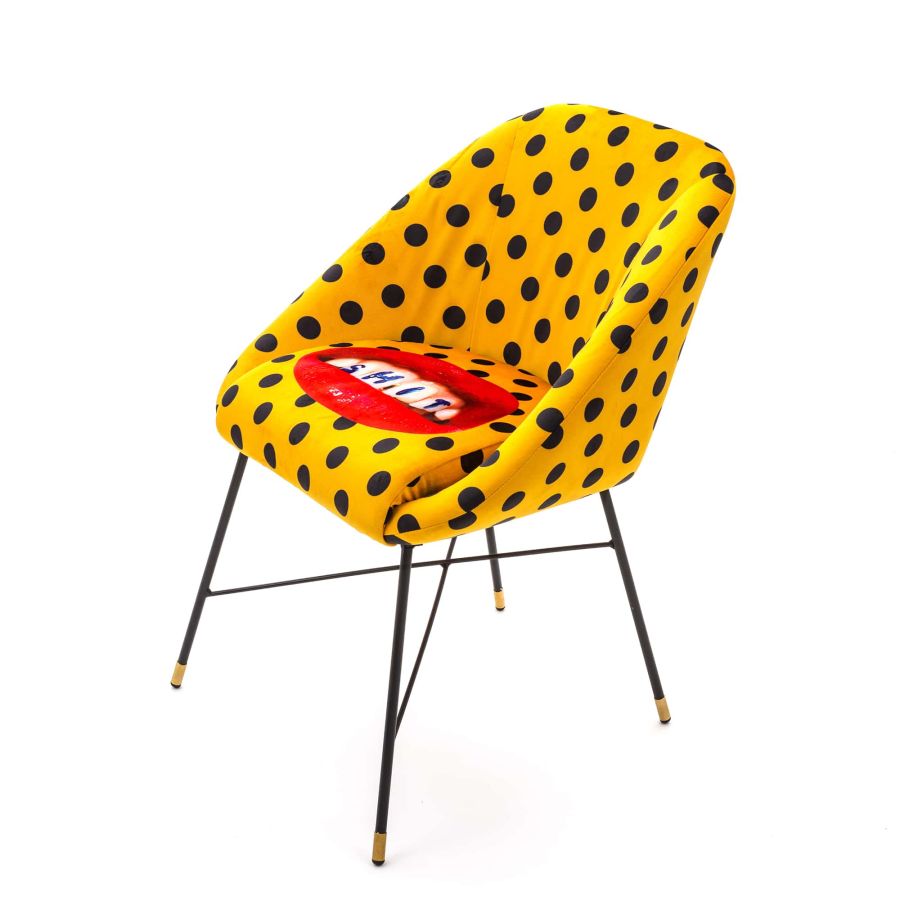 Fabric Fully Upholseted Padded Chair Shit by Seletti