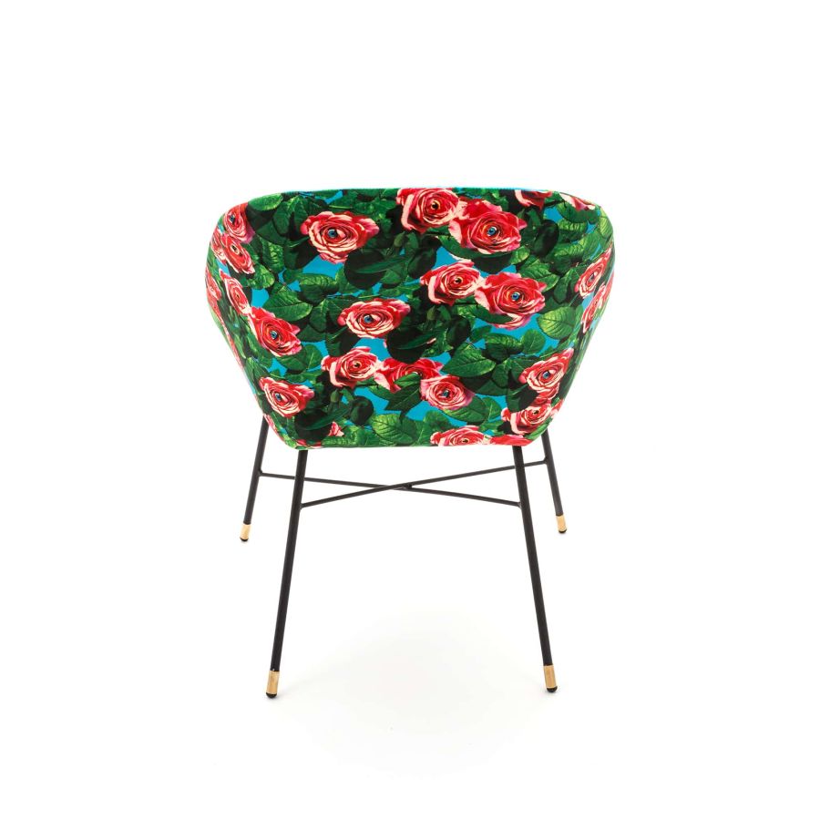 Fabric Fully Upholseted Padded Chair Roses by Seletti