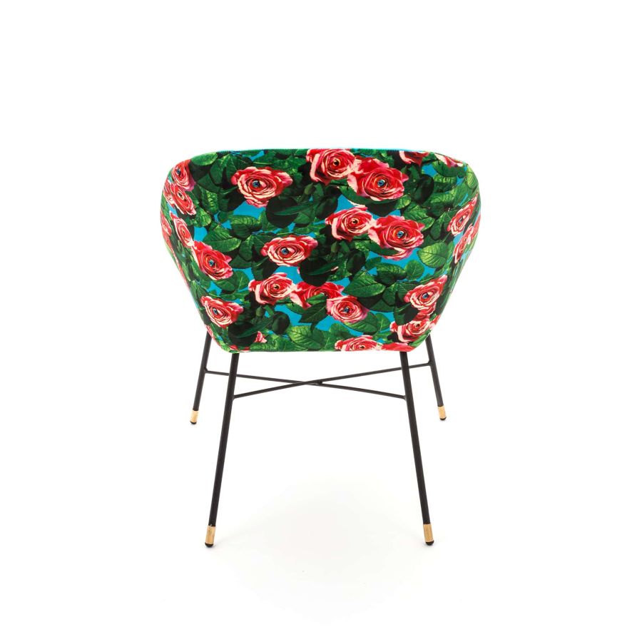 Fabric Fully Upholseted Padded Chair Roses by Seletti