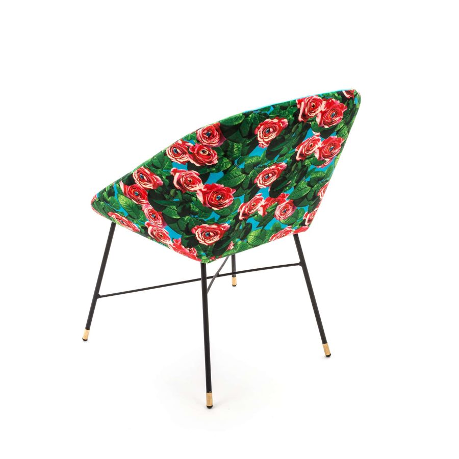 Fabric Fully Upholseted Padded Chair Roses by Seletti