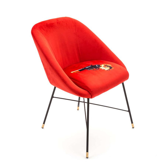 Fabric Fully Upholseted Padded Chair Revolver by Seletti